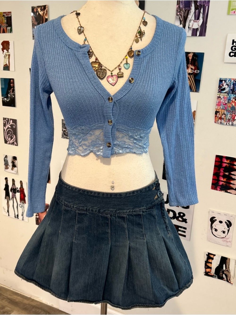 2000s trixxi girl cropped lace button up top